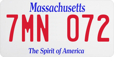 MA license plate 7MN072
