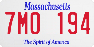 MA license plate 7MO194