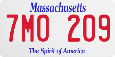 MA license plate 7MO209
