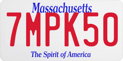 MA license plate 7MPK50