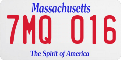 MA license plate 7MQ016