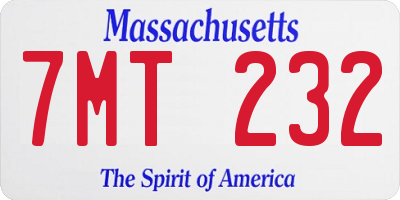 MA license plate 7MT232