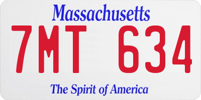MA license plate 7MT634