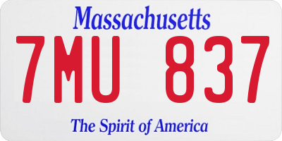 MA license plate 7MU837