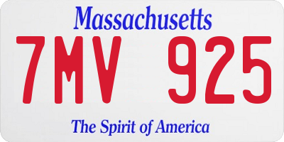 MA license plate 7MV925