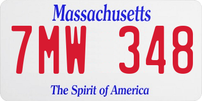 MA license plate 7MW348