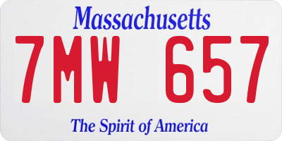 MA license plate 7MW657