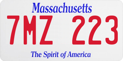 MA license plate 7MZ223