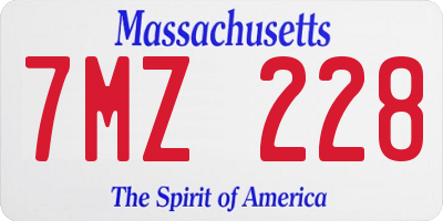 MA license plate 7MZ228