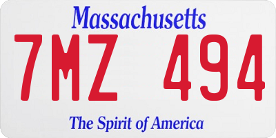 MA license plate 7MZ494