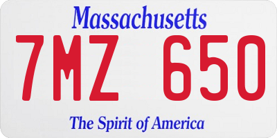 MA license plate 7MZ650