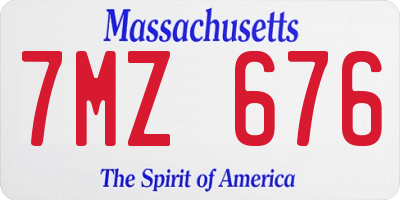 MA license plate 7MZ676