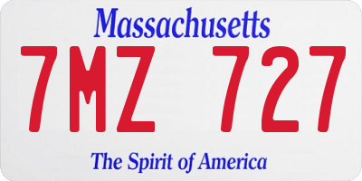 MA license plate 7MZ727