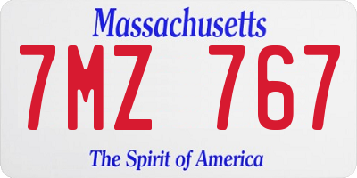 MA license plate 7MZ767
