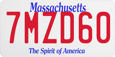 MA license plate 7MZD60