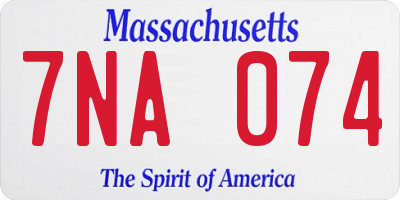 MA license plate 7NA074