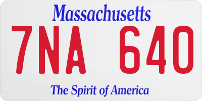 MA license plate 7NA640
