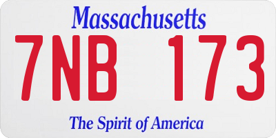 MA license plate 7NB173