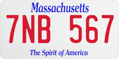 MA license plate 7NB567