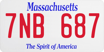 MA license plate 7NB687