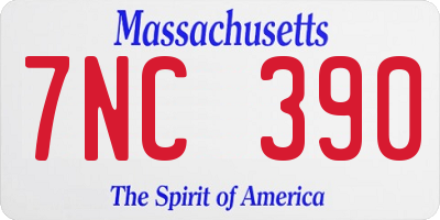 MA license plate 7NC390