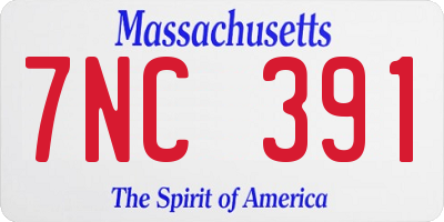 MA license plate 7NC391