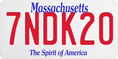 MA license plate 7NDK20