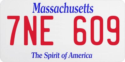 MA license plate 7NE609