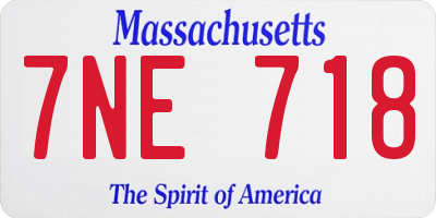 MA license plate 7NE718