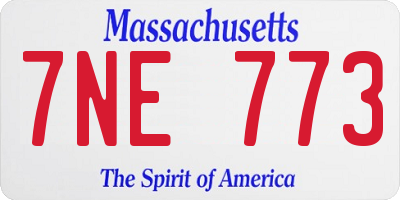 MA license plate 7NE773