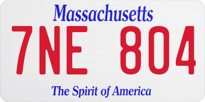 MA license plate 7NE804