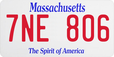 MA license plate 7NE806