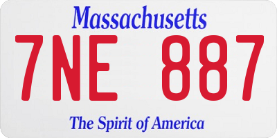 MA license plate 7NE887