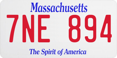 MA license plate 7NE894