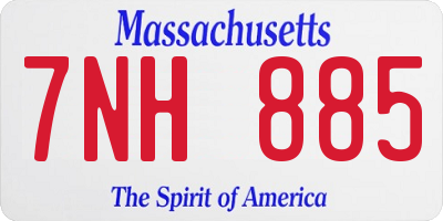 MA license plate 7NH885
