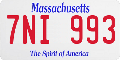 MA license plate 7NI993