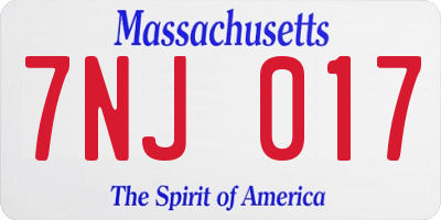 MA license plate 7NJ017