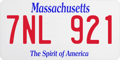 MA license plate 7NL921