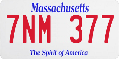 MA license plate 7NM377