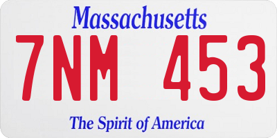 MA license plate 7NM453