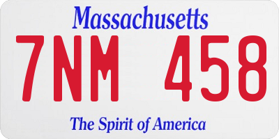 MA license plate 7NM458