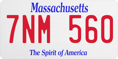 MA license plate 7NM560