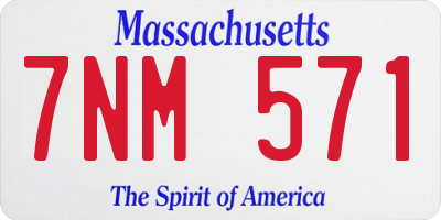 MA license plate 7NM571
