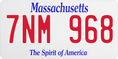 MA license plate 7NM968