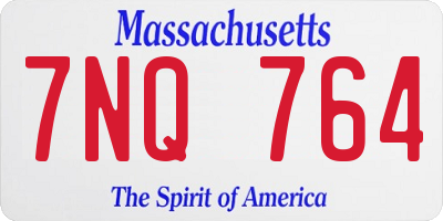 MA license plate 7NQ764