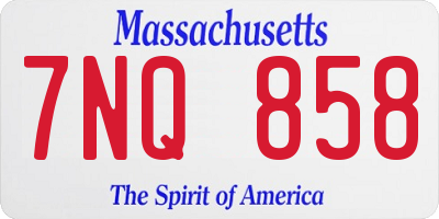 MA license plate 7NQ858