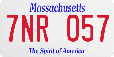 MA license plate 7NR057