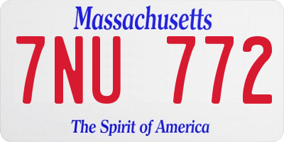 MA license plate 7NU772