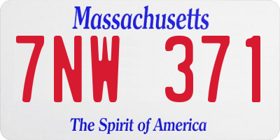 MA license plate 7NW371
