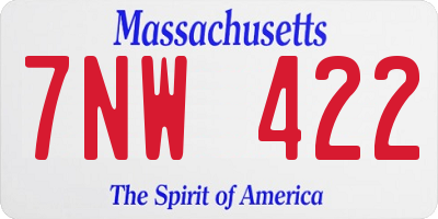 MA license plate 7NW422